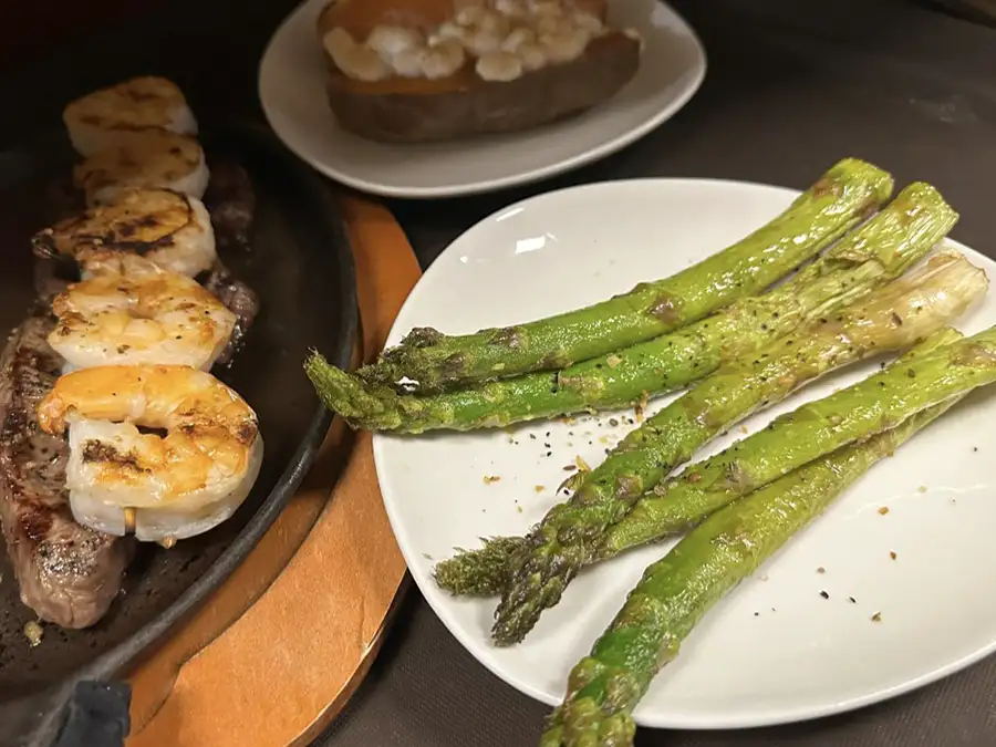 The Porterhouse Steakhouse - steak dinner, side of asparagus - Decatur, IL
